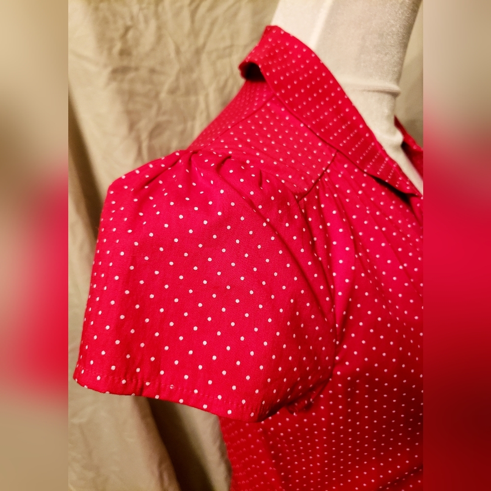 Ruby Rox Red 2-Button Retro Pin-Up Midi Dress - Picture 11 of 14